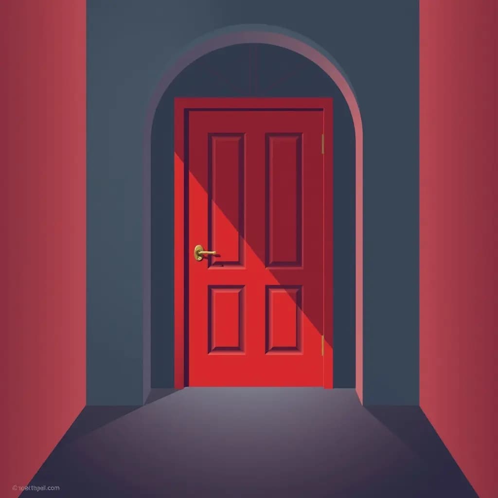 Dream illustration: A bright red door