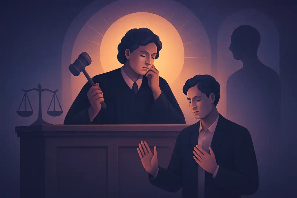 Dream illustration: A Courtroom Where You Are Both Judge and Defendant