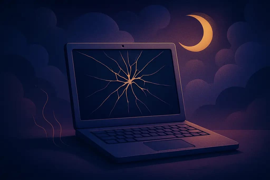 Dream illustration: A damaged laptop or computer