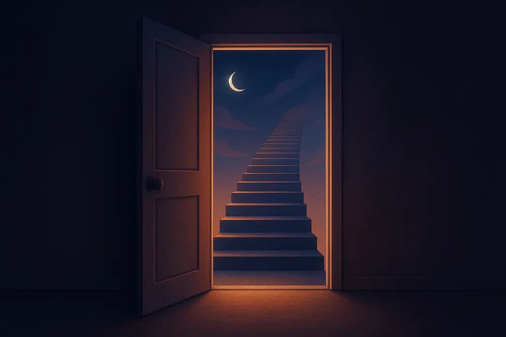 Dream illustration: A door that opens onto an endless stairwell