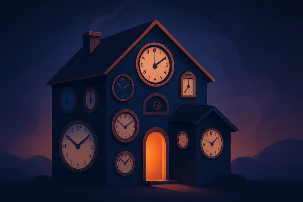 Dream illustration: A house full of clocks