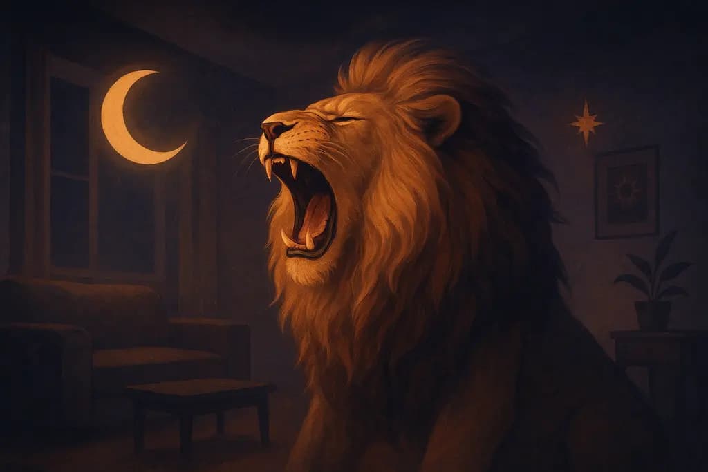 Dream illustration: A lion roaring in your home