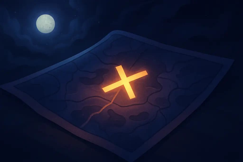 Dream illustration: A Map With a Glowing X