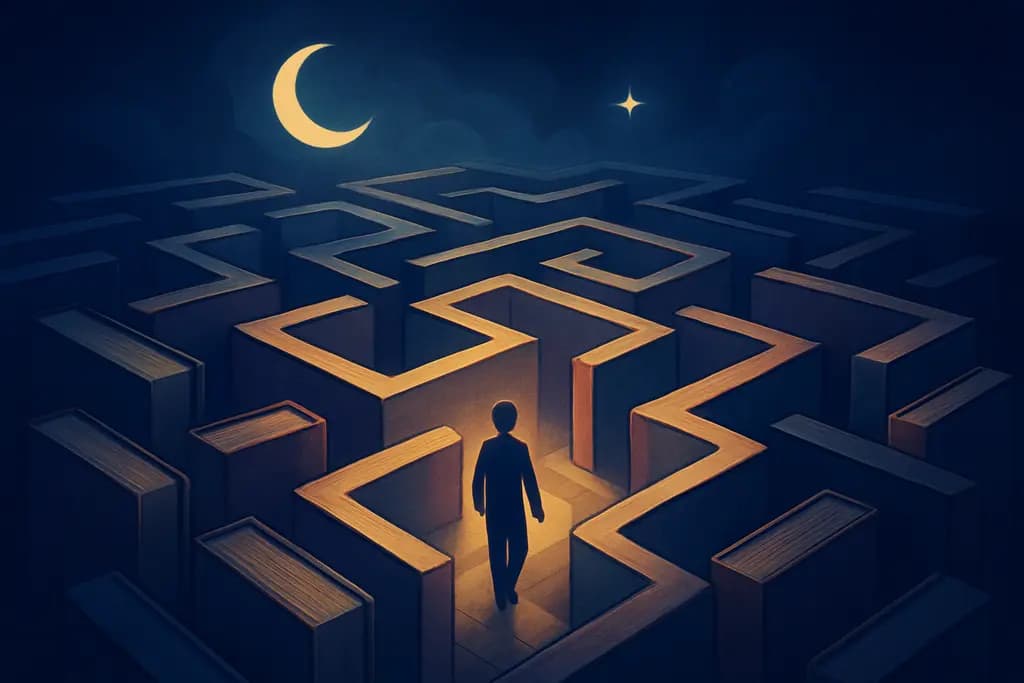 Dream illustration: A maze made of books
