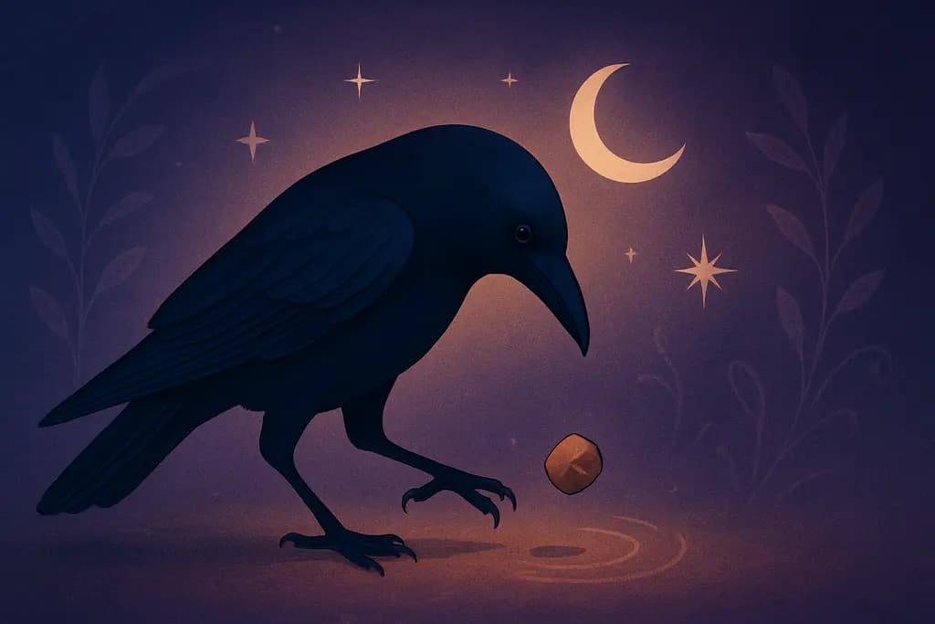 Dream illustration: A raven dropping an object at your feet