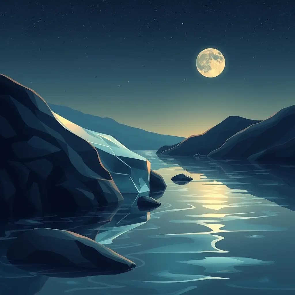 Dream illustration: A river of glass or reflective water