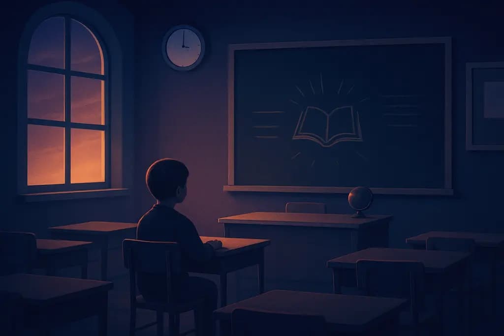 Dream illustration: A school classroom from childhood