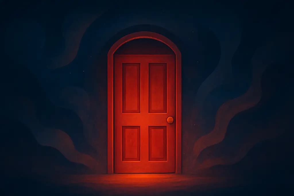 Dream illustration: A single red door