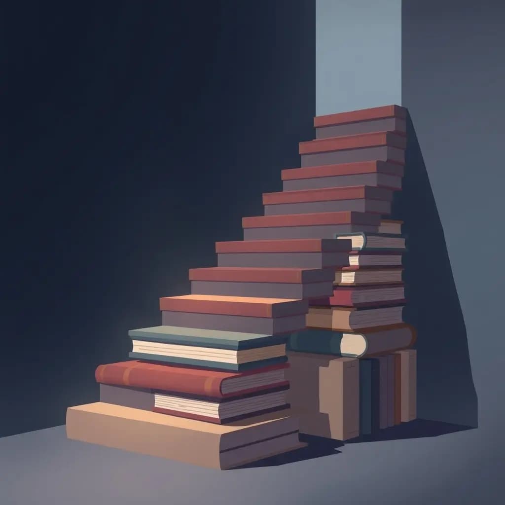 Dream illustration: A staircase made of books