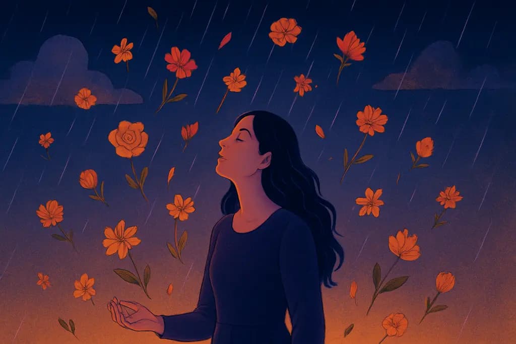 Dream illustration: A sudden rainfall of flowers