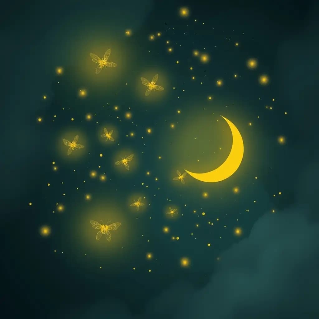 Dream illustration: A swarm of fireflies forming shapes