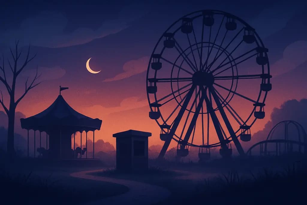 Dream illustration: abandoned amusement park at dusk dream meaning