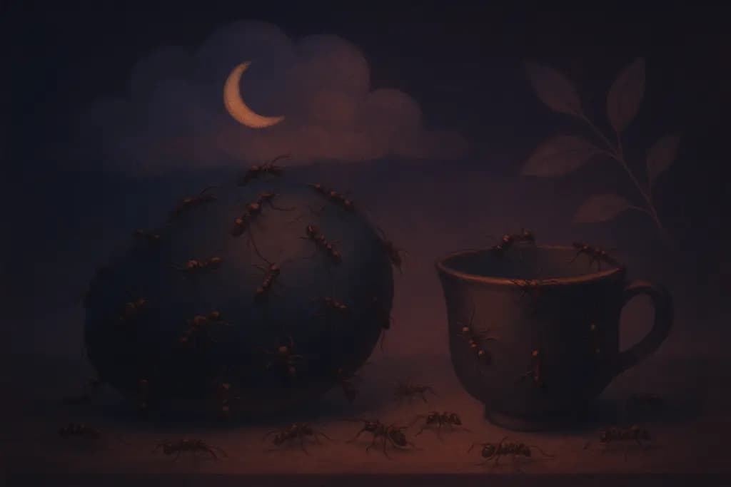 Dream illustration: Ants or tiny insects covering objects