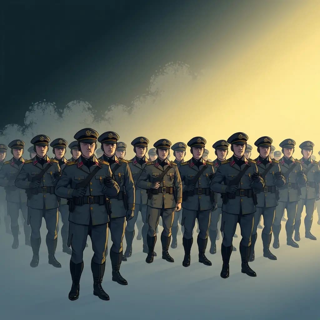 Dream illustration: Army of uniformed men appearing