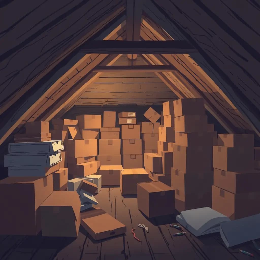 Dream illustration: Attic full of boxes