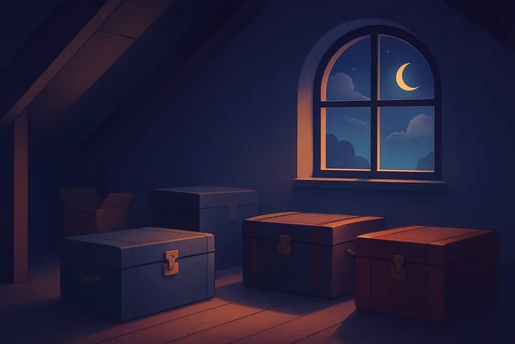 Dream illustration: Attic with trunks