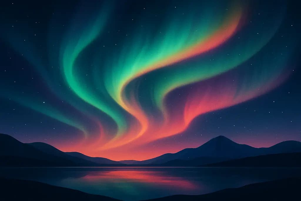 Dream illustration: Aurora or colorful sky lights
