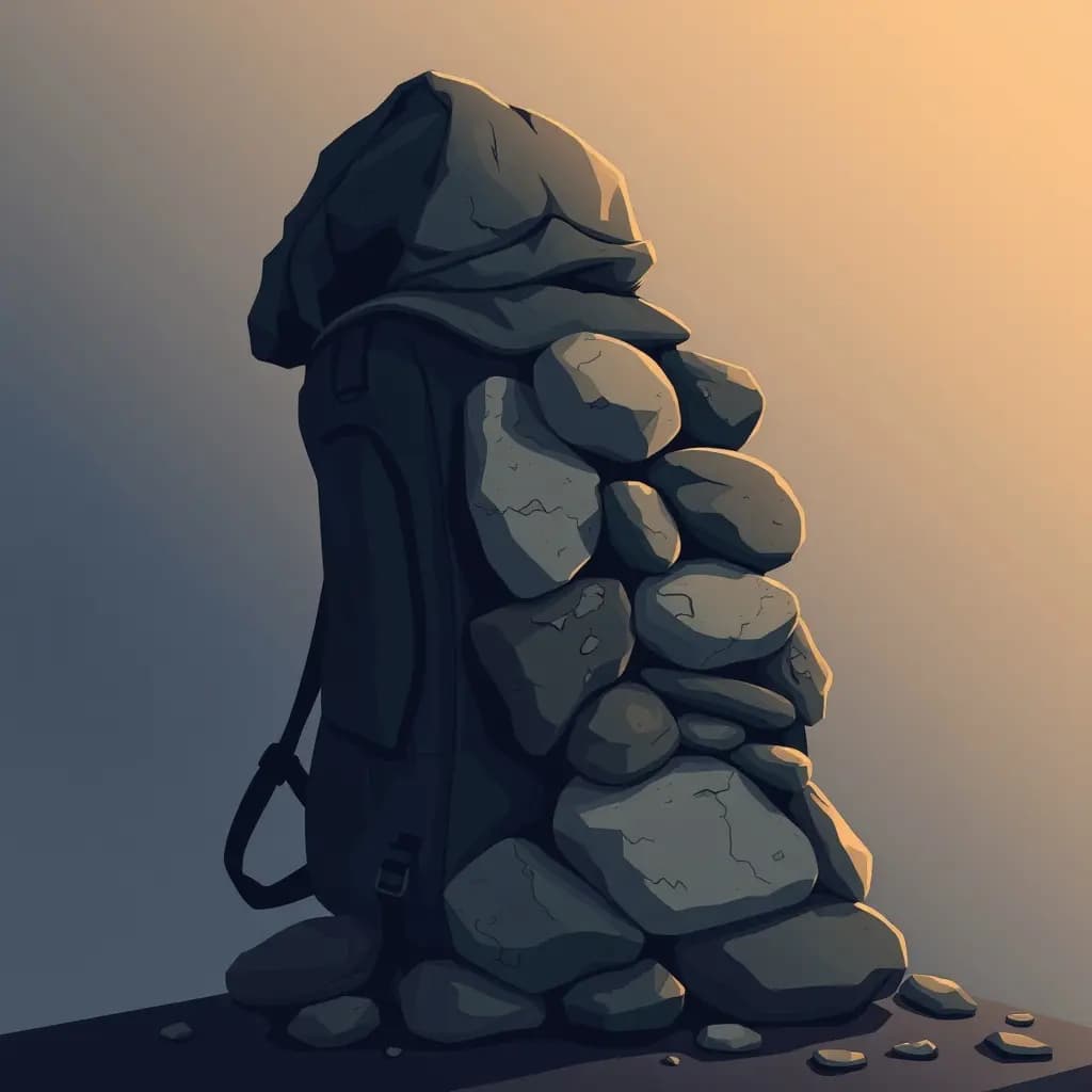 Dream illustration: Backpack weighed down by heavy stones