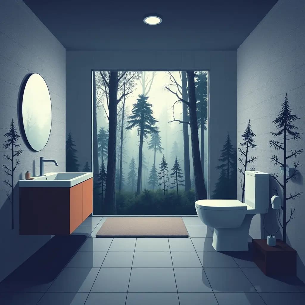 Dream illustration: Bathroom opens to forest
