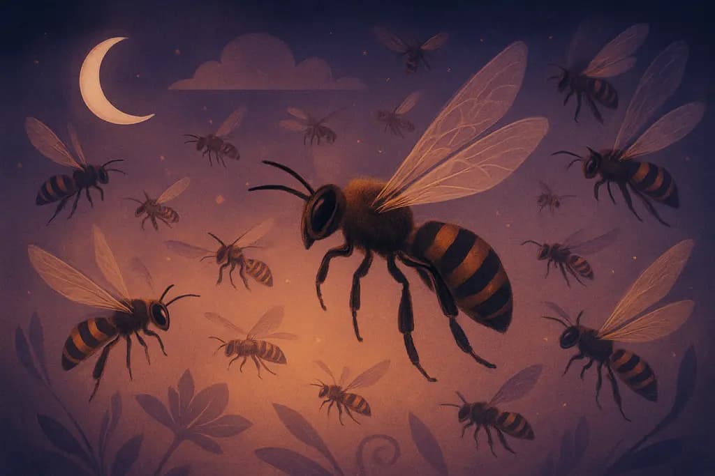 Dream illustration: Bees or wasps swarm