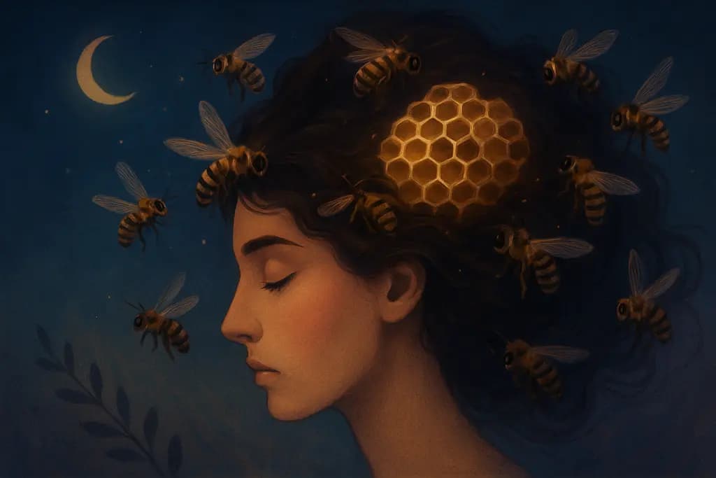 Dream illustration: Bees swarming and building a hive in your hair