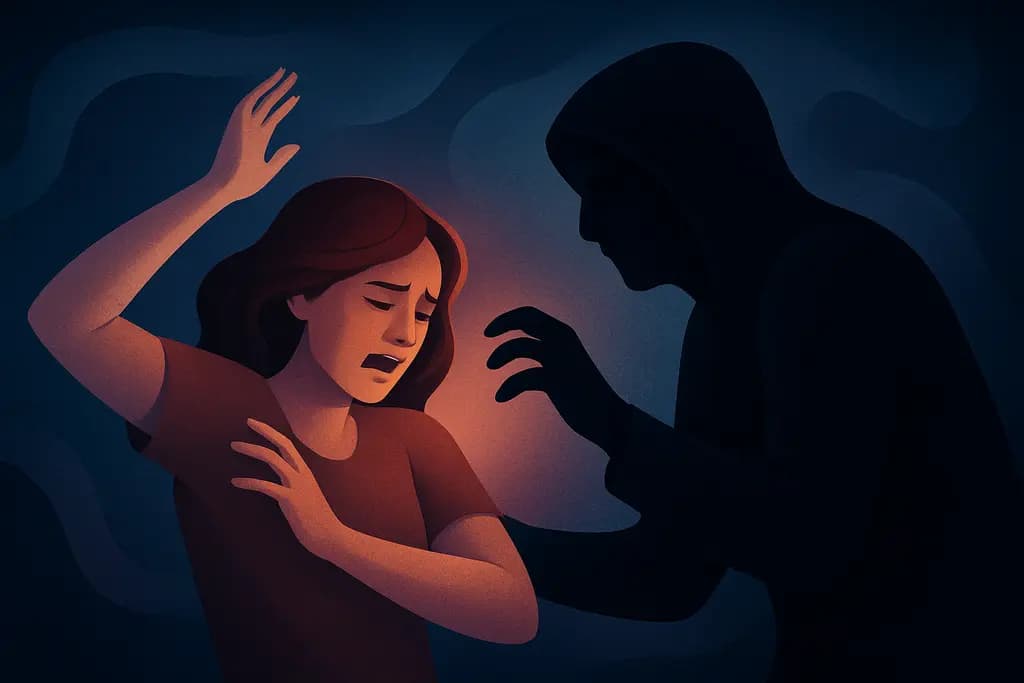 Dream illustration: being attacked by a person wearing black dream