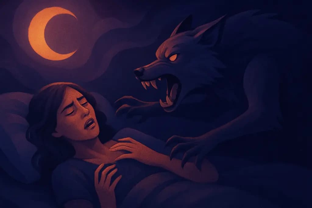 Dream illustration: Being attacked by a wild animal (e.g., wolf)