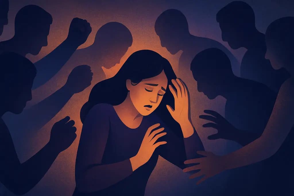 Dream illustration: being attacked by many people dream meaning