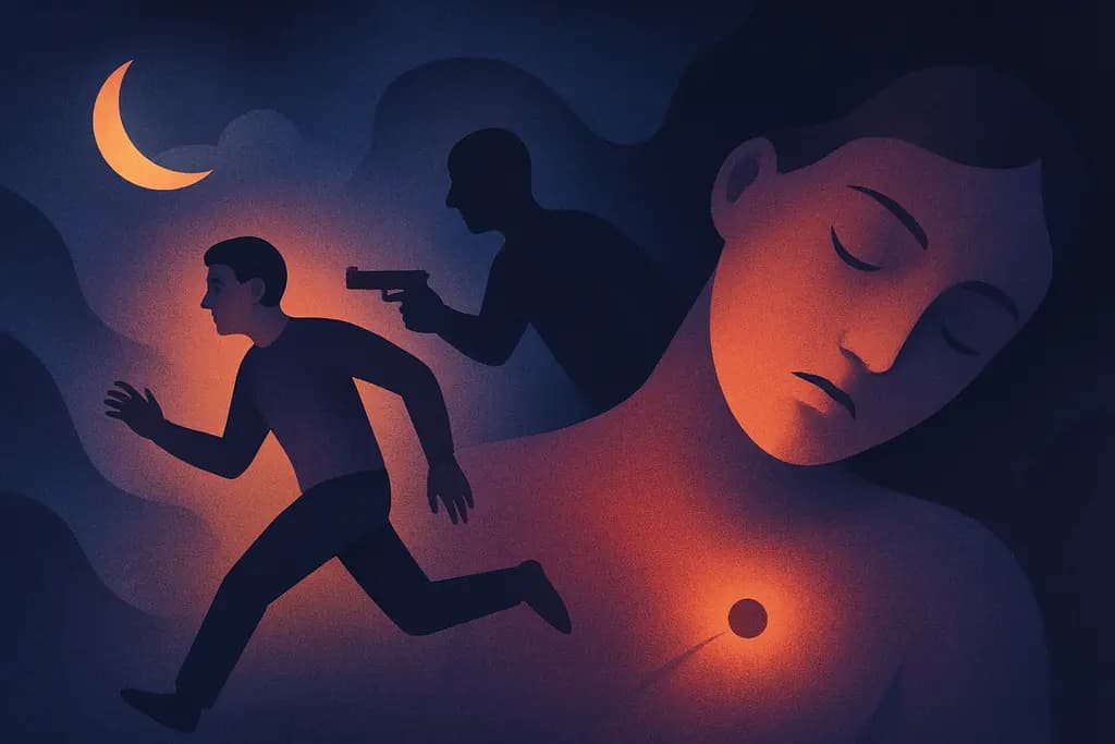Dream illustration: being chased and being shot in a dream