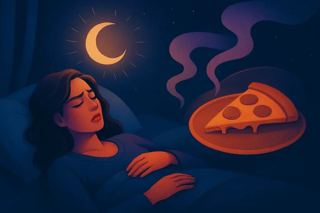 Dream illustration: being hungry in a dream in bed