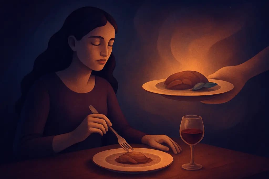 Dream illustration: being served a meal that never finishes dream meaning