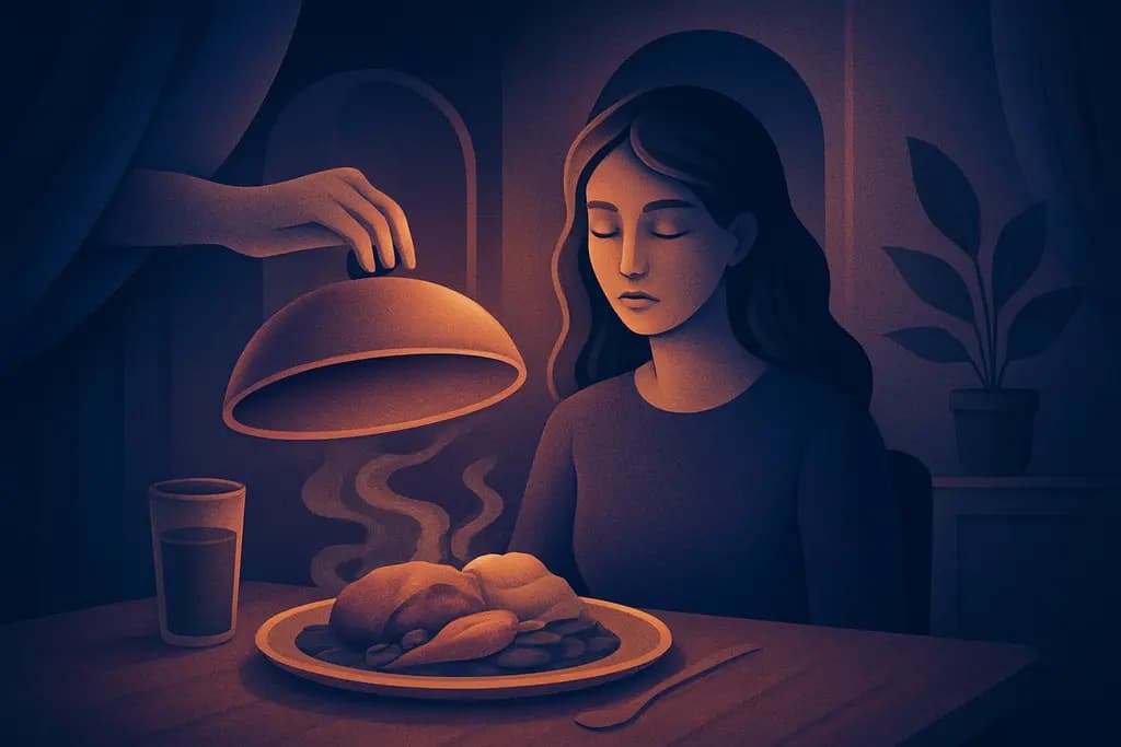Dream illustration: being served a meal that never finishes in my house