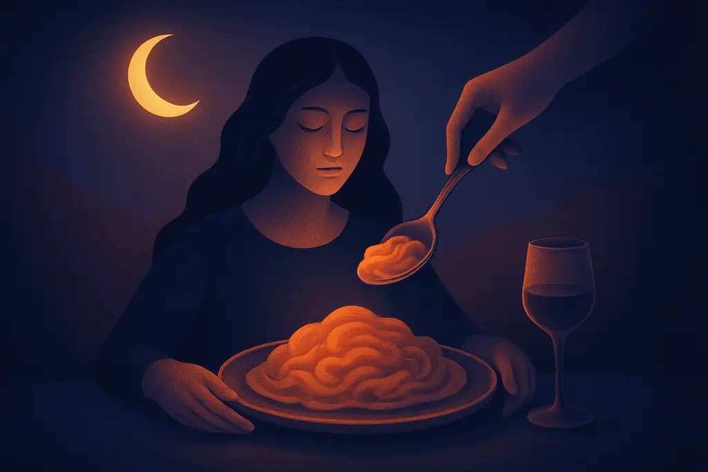 Dream illustration: Being served a meal that never finishes
