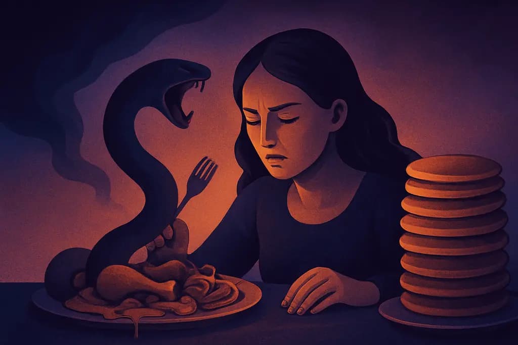 Dream illustration: being served a never-ending meal attacking me dream