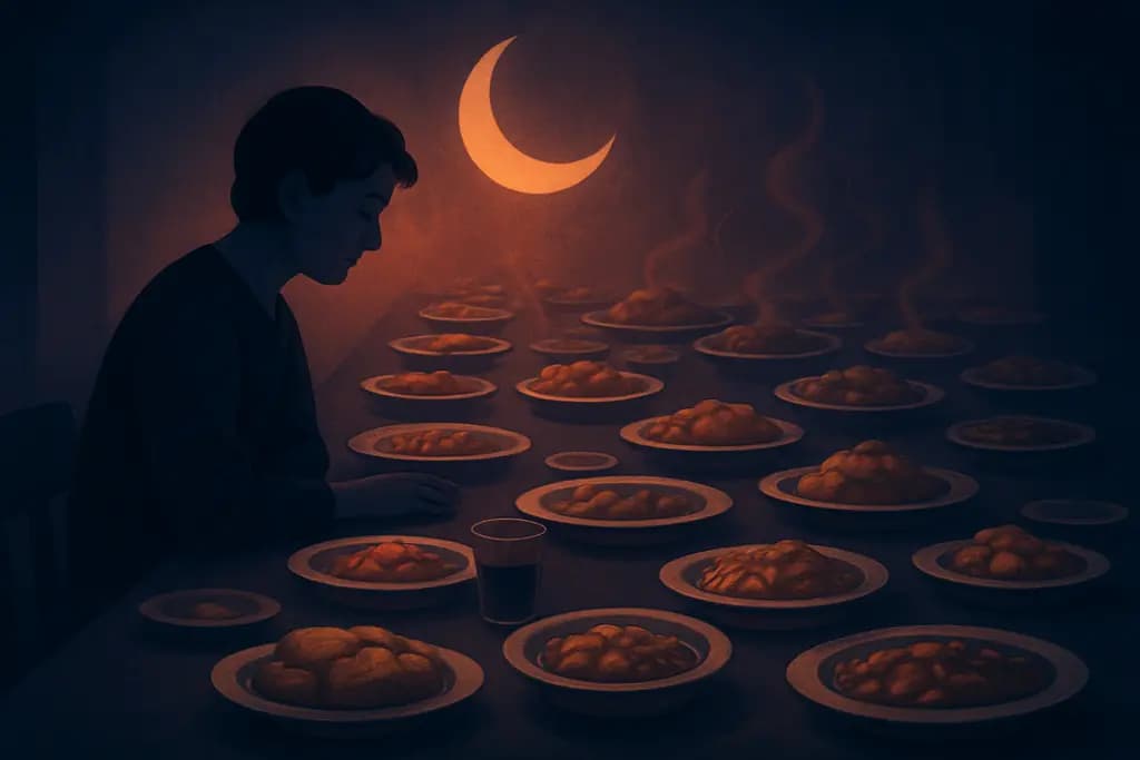 Dream illustration: being served hundreds of never-ending meals dream