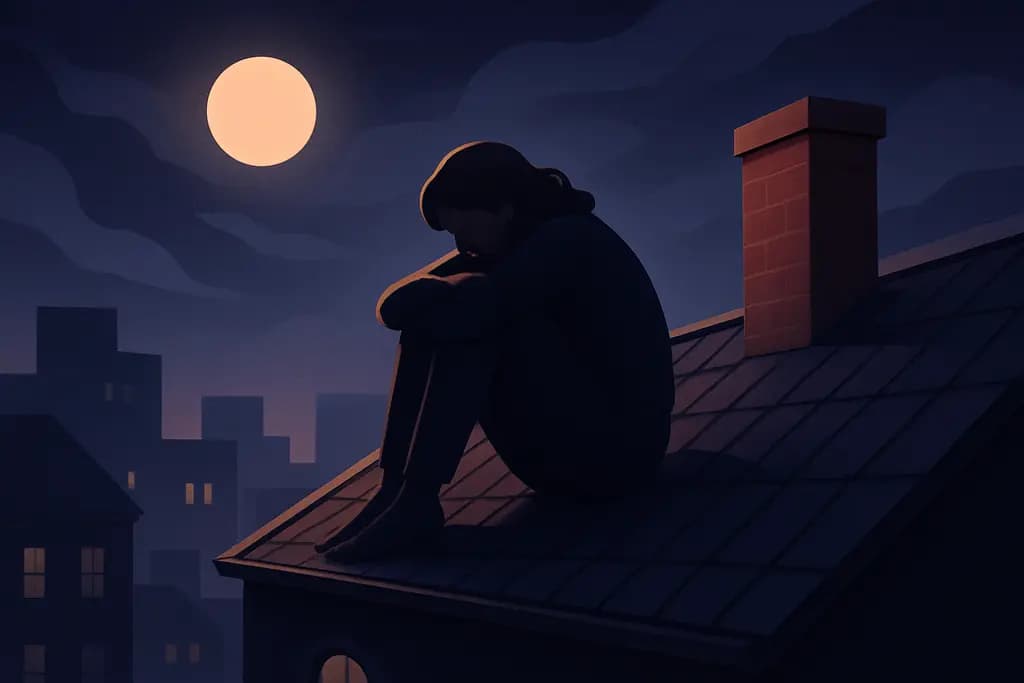 Dream illustration: Being trapped on a rooftop