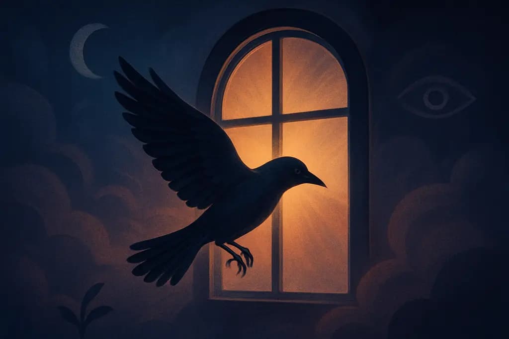 Dream illustration: Bird flying into a window