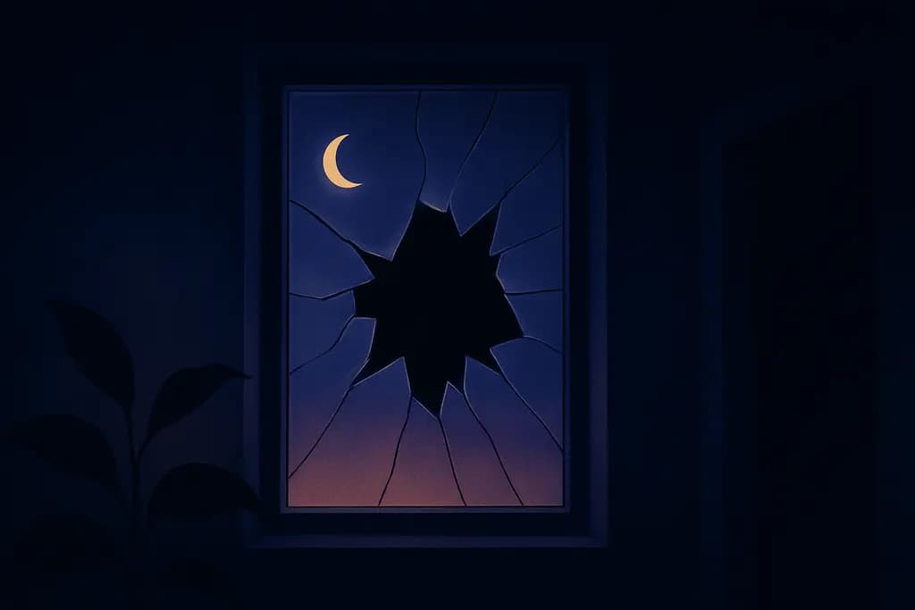 Dream illustration: black broken window dream