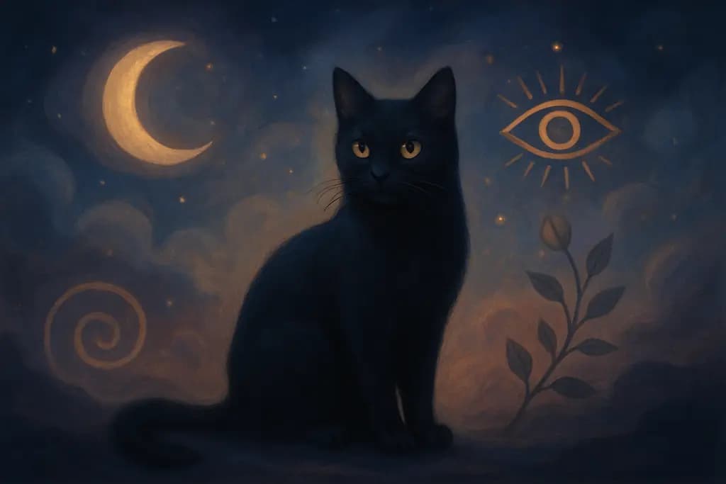 Dream illustration: Black cat