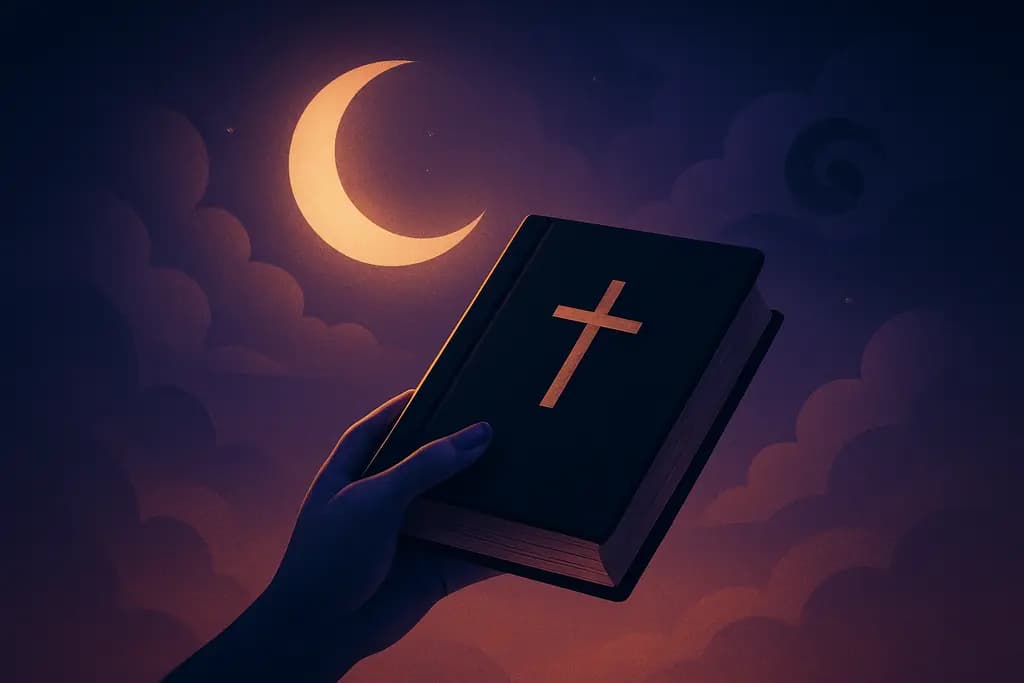 Dream illustration: black holy book found in dream