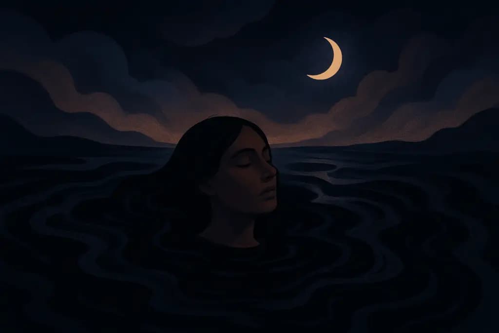 Dream illustration: Black, inky water