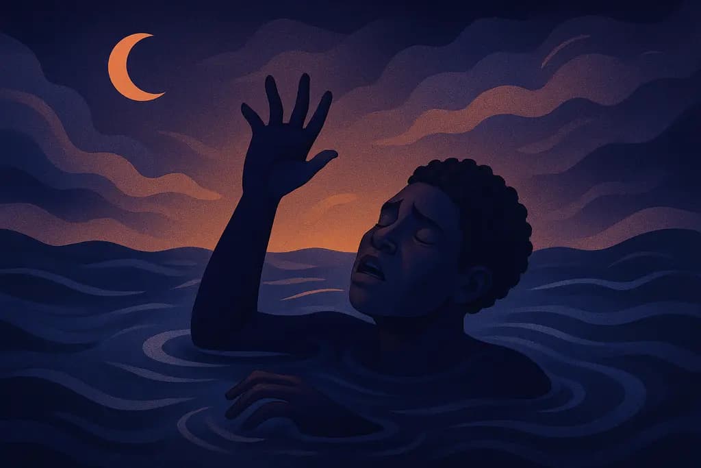 Dream illustration: black person drowning dream