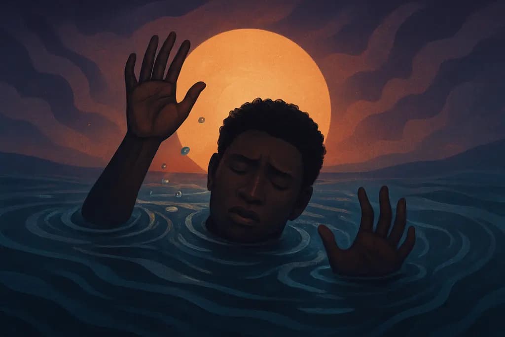Dream illustration: black person drowning in my dream