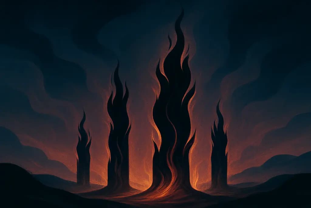 Dream illustration: black pillars of fire