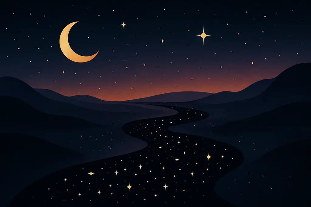 Dream illustration: black river made of stars
