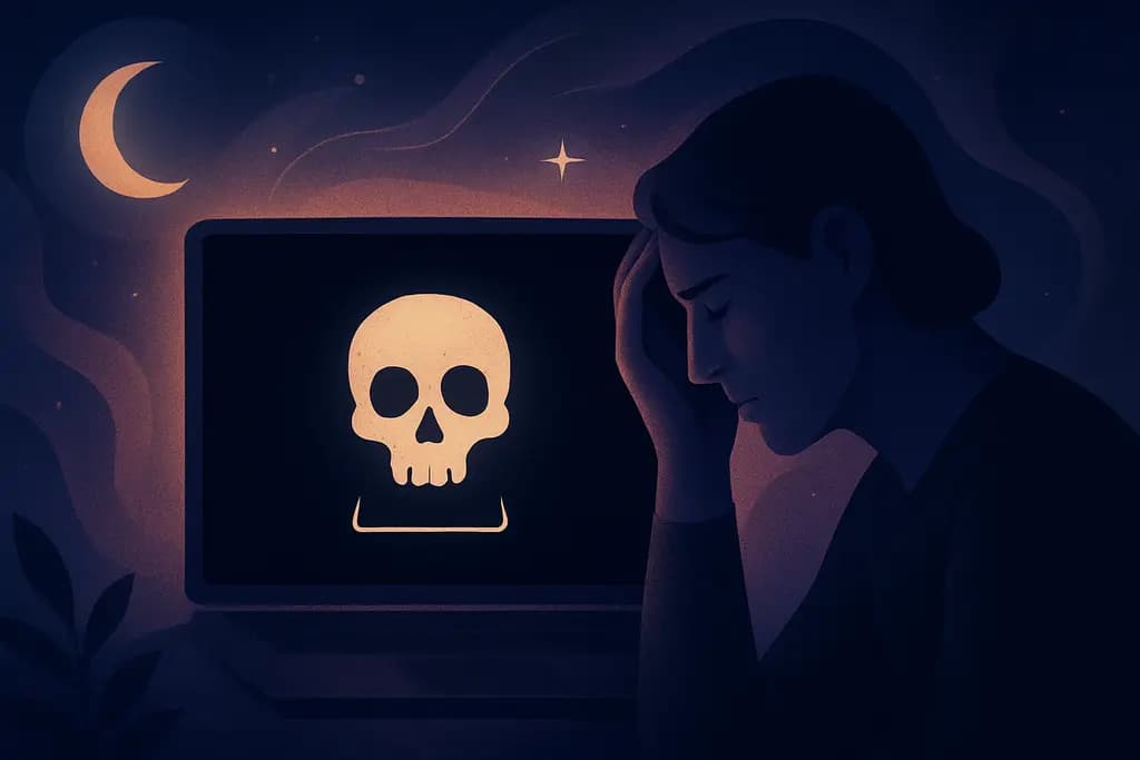 Dream illustration: black screen dream about being hacked