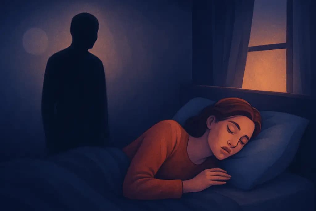 Dream illustration: black shadow of a deceased loved one in dream