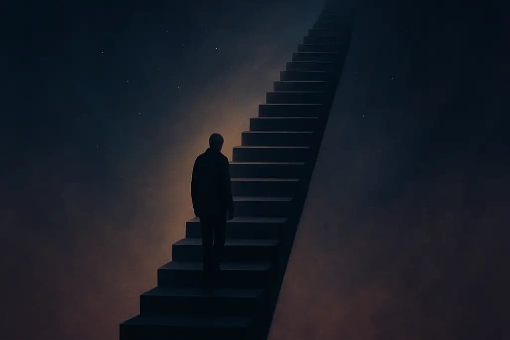 Dream illustration: black staircase climbing with no top in sight dream