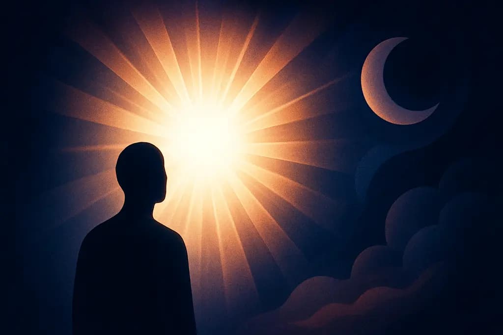 Dream illustration: black sudden blinding white light in dream