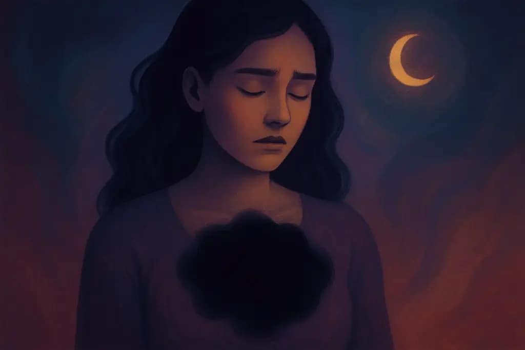 Dream illustration: black unseen pressure on my chest dream